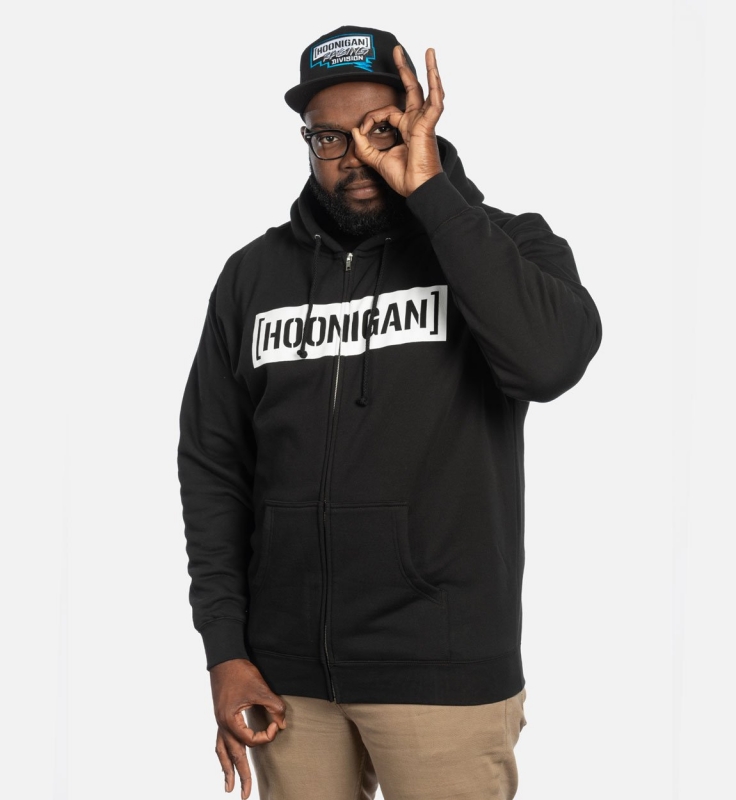 HOONIGAN ZIP HOODIE CENSOR BAR BLACK/WHITE (XL)