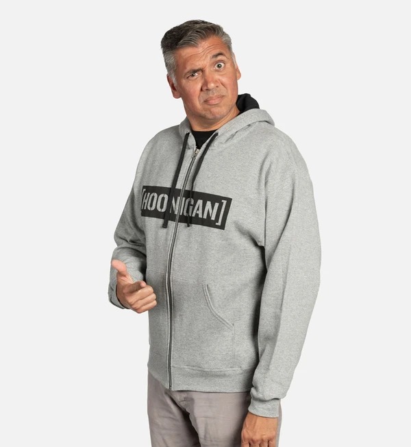 HOONIGAN ZIP HOODIE CENSOR BAR HEATHER GREY/BLACK